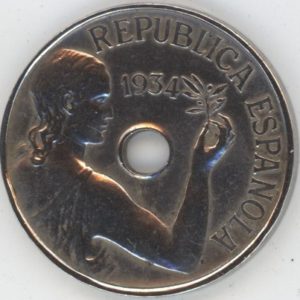 Espagne 25 Centimos 1934 (ss+)