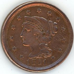 USA Braided Hair Cent 1851 (ss)