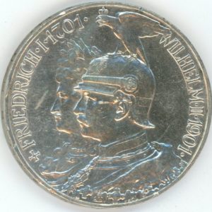 Germany Prusse 5 Mark 1901 A Guillaume II (ss+) en argent