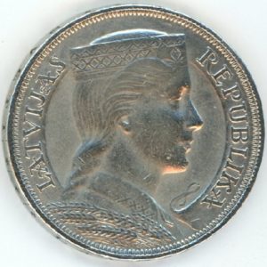 Lettonie 5 Lati 1932 (ss+) en argent