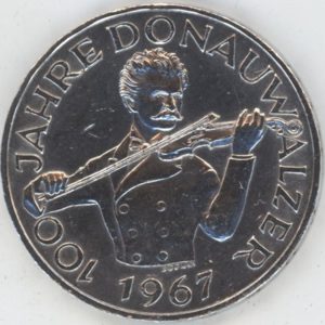 Autriche 50 Schilling 1967 Le Danube bleu Waltz (ss+) en argent