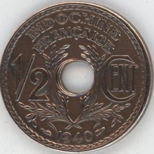 Indochine Française 1/2 Cent 1940 (ss)