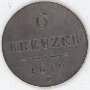 Autriche 6 Kreuzer 1849 A Franz Joseph I (ss) en argent