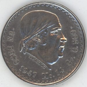 Mexico 1 Peso 1947 Mo (ss+) en argent