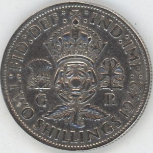 Grande-Bretagne 1 Florin 1942 George VI (ss) en argent