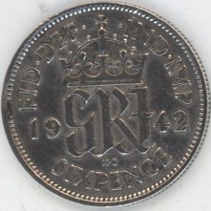 Grande-Bretagne 6 Pence 1942 George VI (ss) en argent