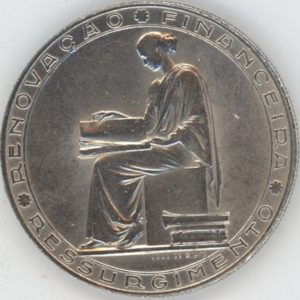 Portugal 20 Escudos 1953 Réforme financière (ss+) en argent