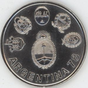 Argentine 2000 Pesos 1977 Coupe du Monde de Football 1978 (vz-unz) en argent