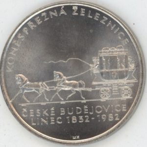 Tchécoslovaquie 100 Korun 1982 150e ann. du wagon tracté par des chevaux (unz) en argent