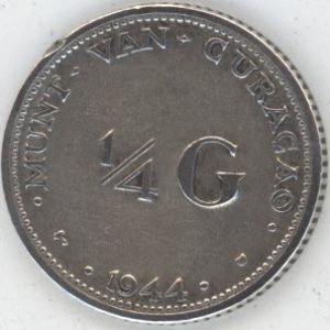 Curaçao 1/4 Gulden 1944 D D (s-ss) en argent