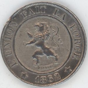 Belgique 10 Centimes 1862 Leopold I (ss+)