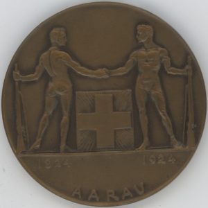 Médaille de Tir Aarau 1924 Jahrhundertfeier des Schweizerischens Schützenvereins (vz-unz)