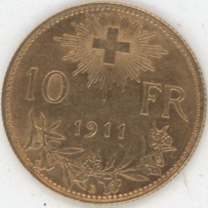 Vreneli 10 Francs OR 1911 (vz)
