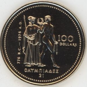 Canada 100 Dollars OR 1976 Olympiades de Montréal (vz-unz)