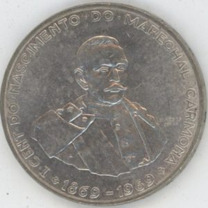 Portugal 50 Escudos 1969 Maréchal Carmona (vz) en argent