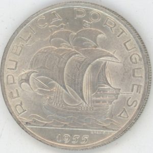 Portugal 10 Escudos 1955 Caravelle (vz) en argent