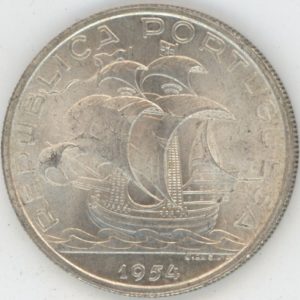 Portugal 10 Escudos 1954 Caravelle (vz) en argent