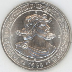Portugal 50 Escudos 1968 Pedro Alvares Cabral (vz) en argent