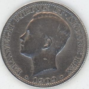 Portugal 200 Reis 1909 Manuel II (s+) en argent
