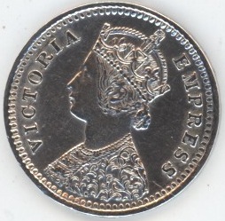 Inde britannique 2 Annas 1886 Victoria (vz) en argent