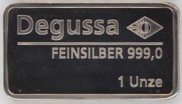Lingot 1 Unze Feinsilber 999,0 Genève Degusa (vz)