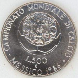 Italie 500 lires 1986 R Mondial FIFA de Mexico (vz-unz) en argent