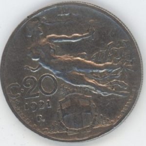 Italie 20 Centesimi 1921 R Victor-Emmanuel III (ss)