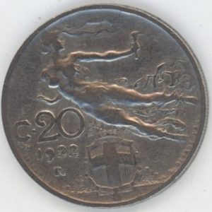 Italie 20 Centesimi 1922 R Victor-Emmanuel III (ss)