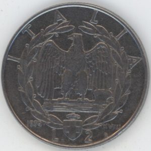 Italie 2 Lire 1939 XVIII Vittorio Emanuele III Non-magnetic (ss-vz)
