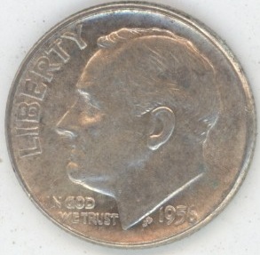 USA Roosevelt Dime 1956 (vz) en argent