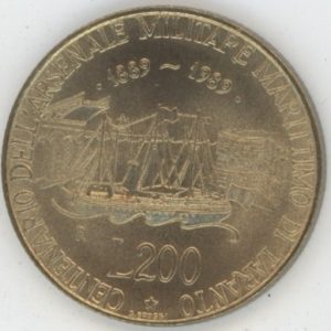 Italie 200 lires 1989 Arsenal de Taranto (vz-unz)