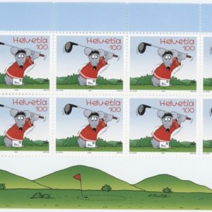 Timbres spécial 2005 Comics - Uli Stein la souris joue au golf petit feuillet de 10 timbres Neuf