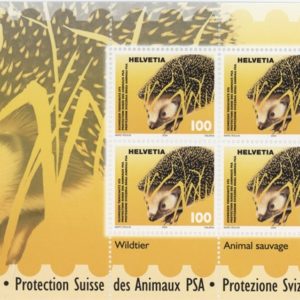 Timbres spécial 2004 Protection Suisse des Animaux Hérisson petit feuillet de 6 timbres Neuf
