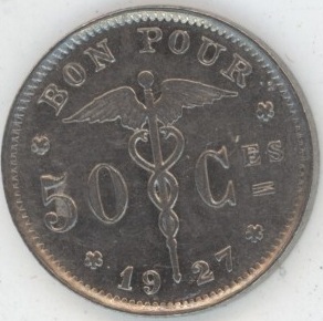 Belgique 50 Centimes 1927 FR (vz)