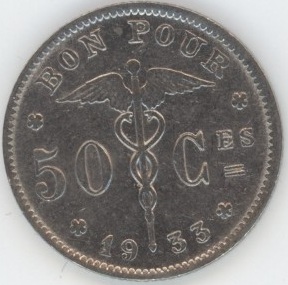 Belgique 50 Centimes 1933 FR (ss-vz)