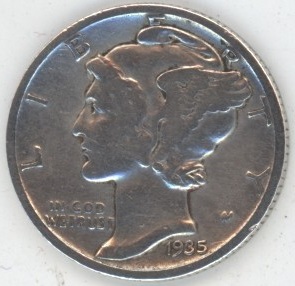 USA Mercury Dime 1935 (s-ss) en argent