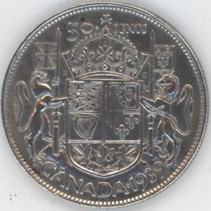 Canada 50 Cents 1939 Georges VI (ss) en argent