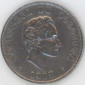 Colombie 50 Centavos 1913 Simon Bolivar (ss+) en argent