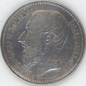 Belgique 1 Franc 1887 FL Léopold II signature sans point (s-ss) en argent