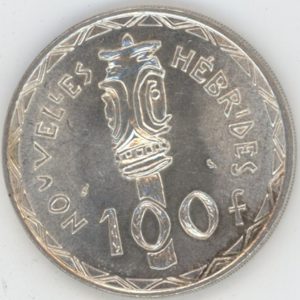 Nouvelles Hébrides 100 Francs 1966 (ss) en argent