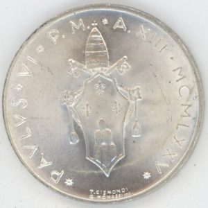 Vatican 500 Lire 1975 Paul VI (vz-unz) en argent