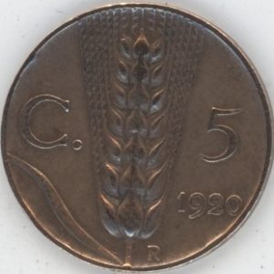 Italie 5 Centesimi 1920 R Vittorio Emanuele III (ss+)