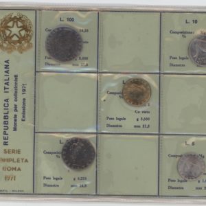 Italie série 1971 de 5 Lire à 100 Lire (unz)