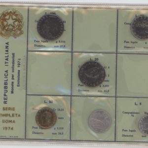 Italie série 1974 de 5 Lire à 100 Lire (unz)