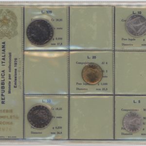 Italie série 1976 de 5 Lire à 100 Lire (unz)