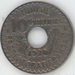 Tunisie 10 Centimes 1920 (ss)