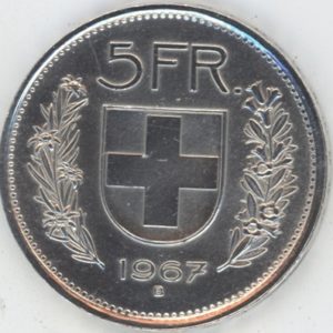 5 Francs 1967 Variante 3 étoiles DOMINUS devant le visage (ss-vz)