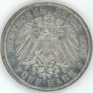Germany Prussia 5 Mark 1914 A Wilhelm II (ss) en argent