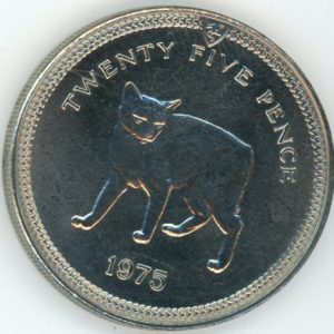 Isle of Man 25 Pence 1975 le chat "Manx" (vz-unz)