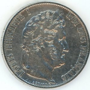 France 5 Francs 1845 W Louis Philippe I (s-ss) en argent